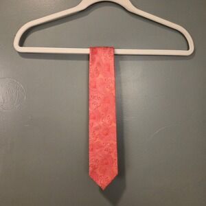 The Tie Bar 100% Silk Paisley Print Men's Tie, Pink, 48.25" Long, 3" Wide